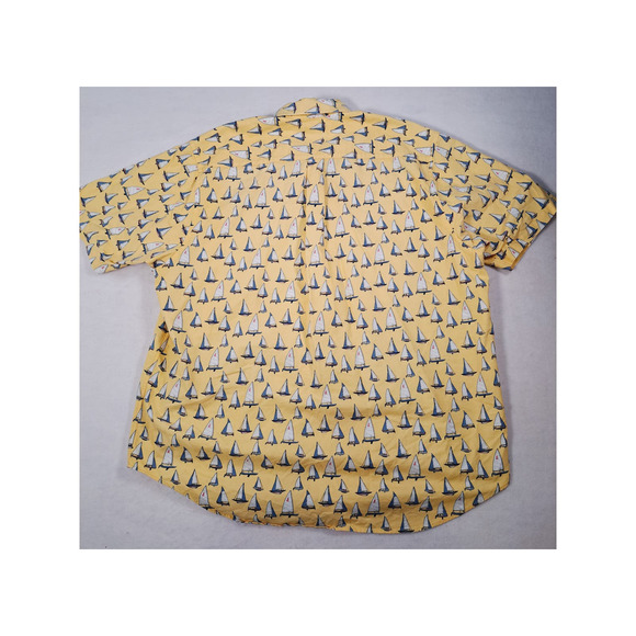 Nautica Men's  Button-Up Short-Sleeved Shirt 100% Cotton Yellow XXL - Picture 2 of 6